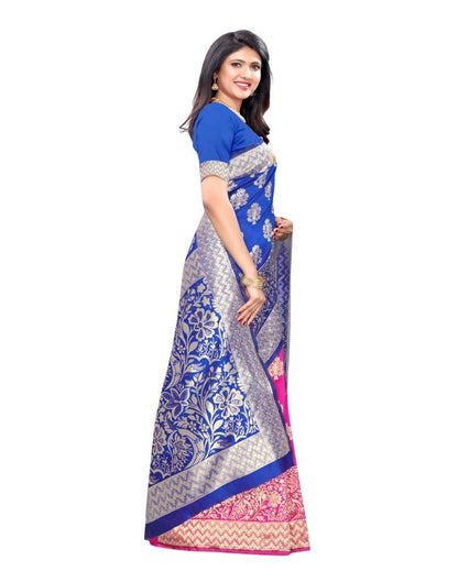 Blue Coloured Poly Silk Jacquard Partywear saree | Leemboodi