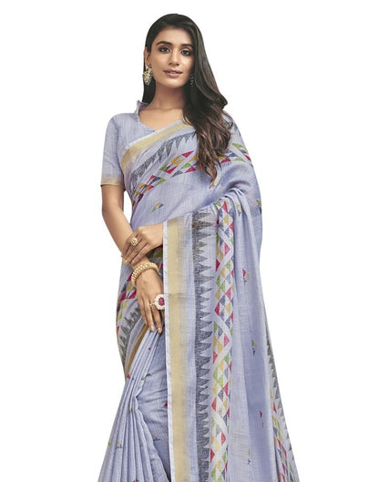 Silver Grey Coloured Poly Cotton Printed Casual saree | Sudathi