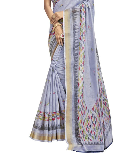 Silver Grey Coloured Poly Cotton Printed Casual saree | Sudathi