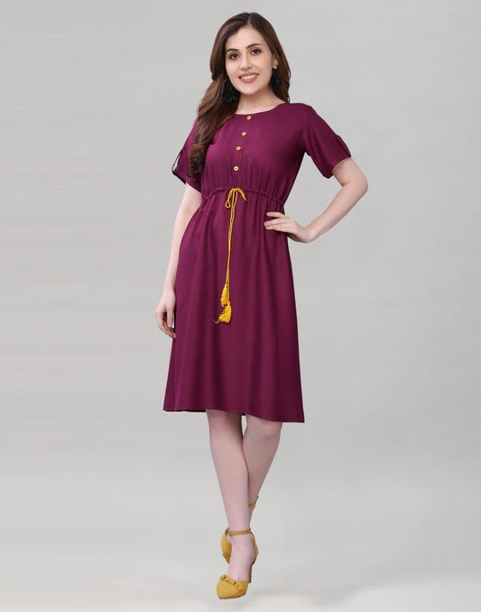 Wine A-line Dress | Sudathi