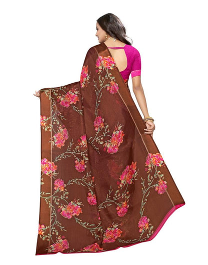 Brown Coloured Cotton Blend Printed Casual saree | Leemboodi