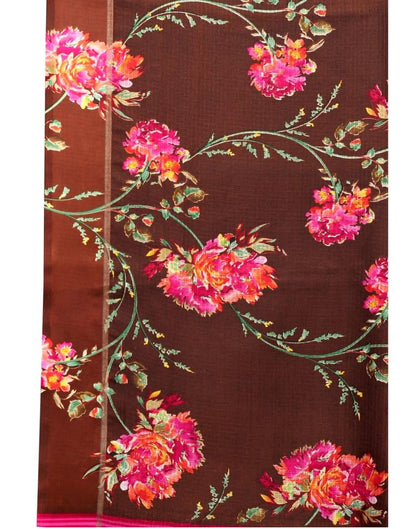 Brown Coloured Cotton Blend Printed Casual saree | Leemboodi