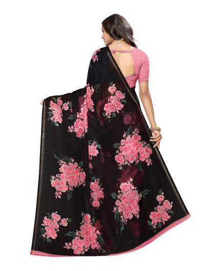 Black Coloured Cotton Blend Printed Casual saree | Leemboodi