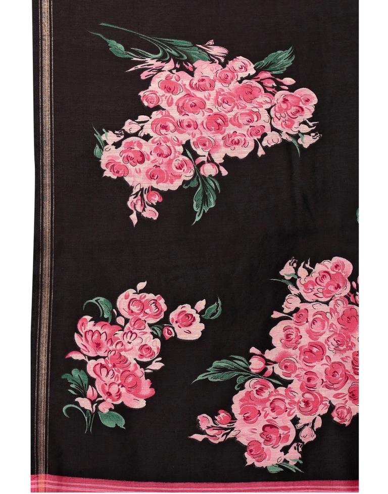 Black Coloured Cotton Blend Printed Casual saree | Leemboodi