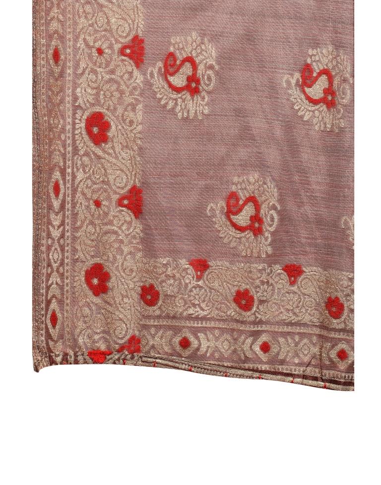 Chestnut Brown Coloured Lycra Brasso Embellished Partywear saree | Leemboodi