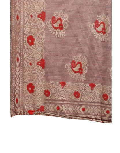 Chestnut Brown Coloured Lycra Brasso Embellished Partywear saree | Leemboodi