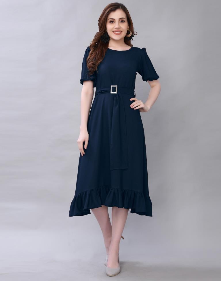 Navy Blue Coloured Rayon Dyed Dress | Sudathi
