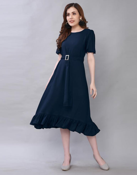 Navy Blue Coloured Rayon Dyed Dress | Sudathi