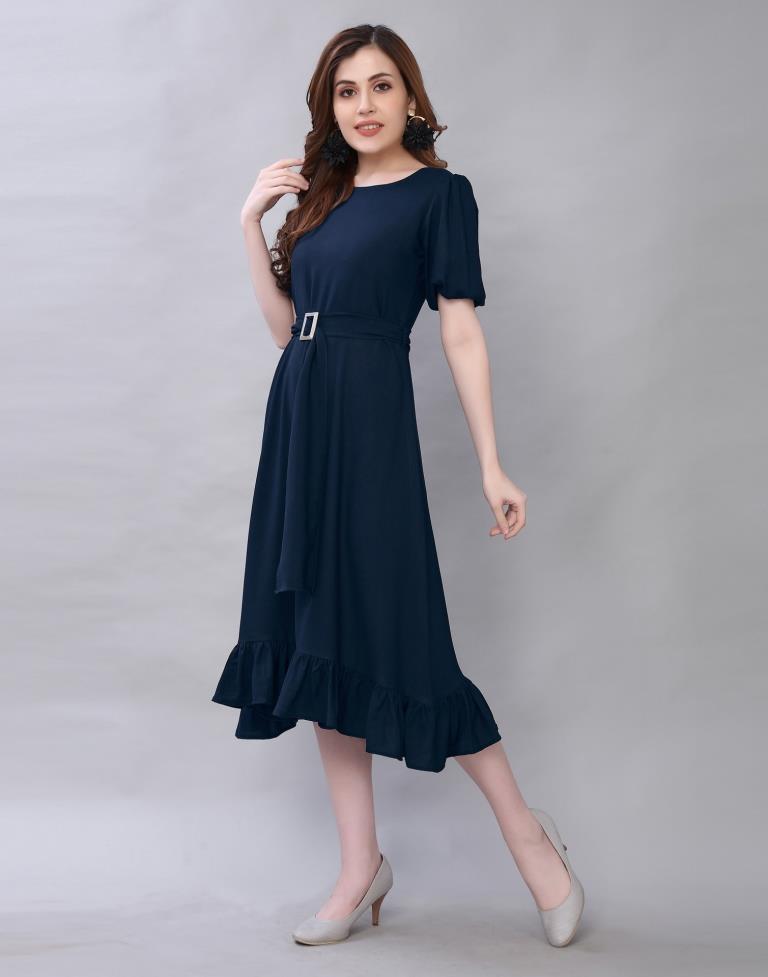 Navy Blue Coloured Rayon Dyed Dress | Sudathi