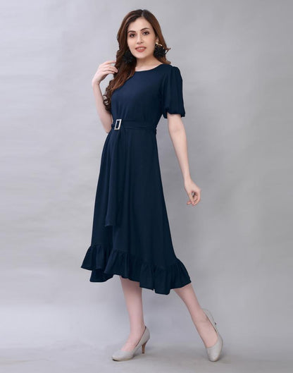 Navy Blue Coloured Rayon Dyed Dress | Sudathi