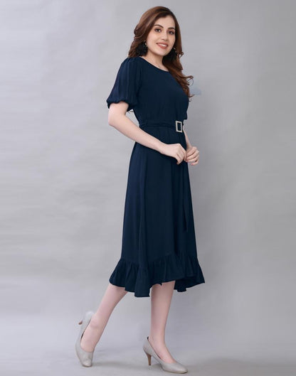 Navy Blue Coloured Rayon Dyed Dress | Sudathi