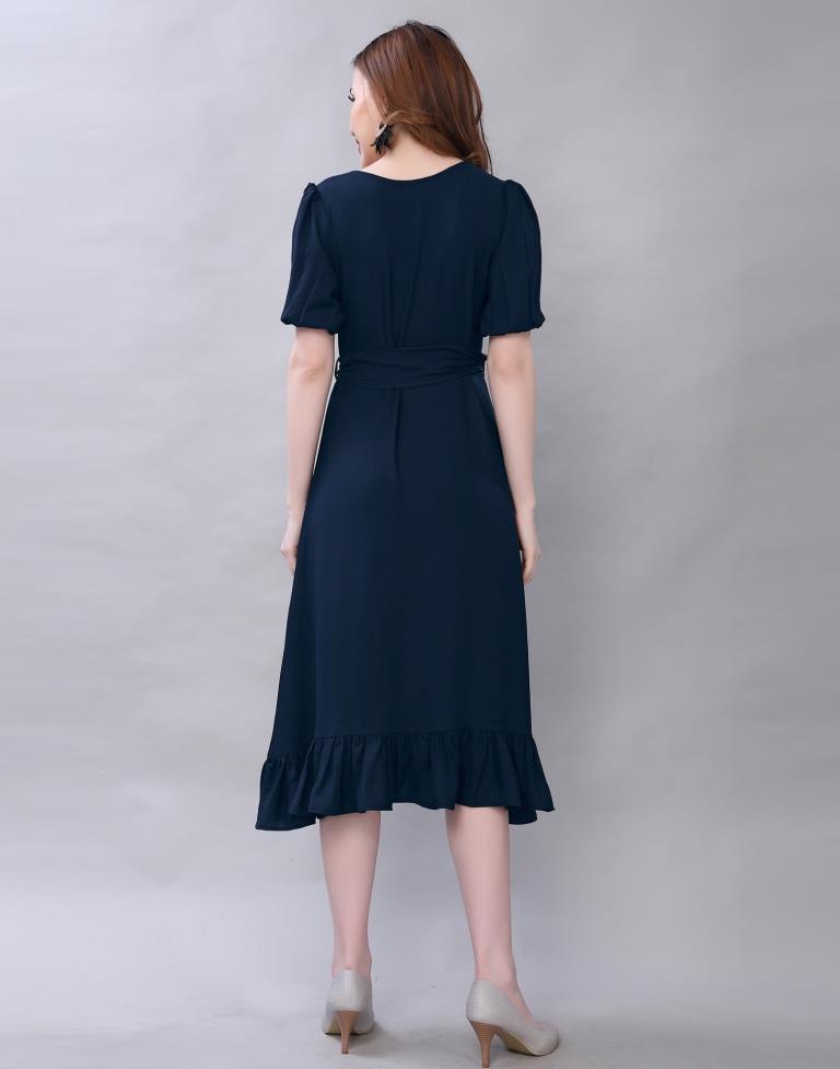 Navy Blue Coloured Rayon Dyed Dress | Sudathi