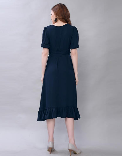 Navy Blue Coloured Rayon Dyed Dress | Sudathi