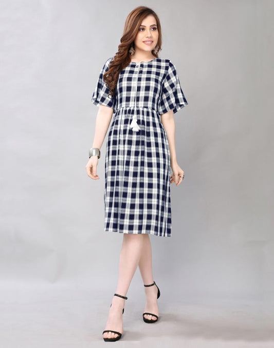Blue Checkred Dress | Sudathi
