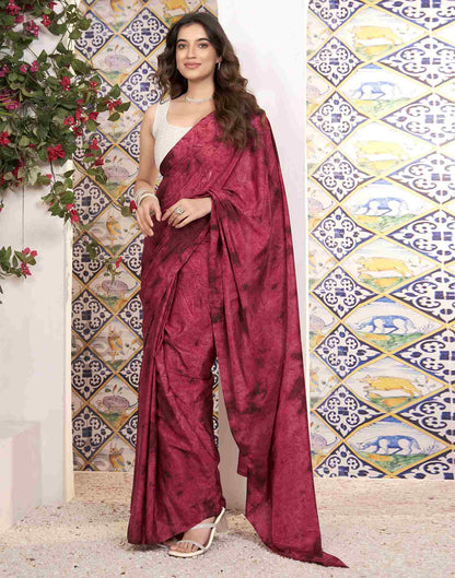 Ready To Wear Red Georgette Printed Saree