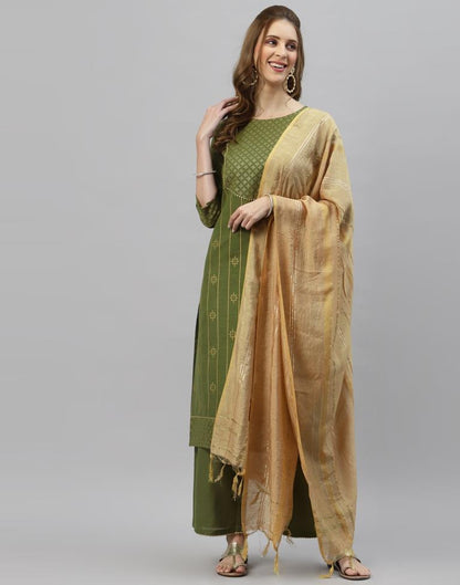 Green Kurti With Pant And Dupatta | Leemboodi