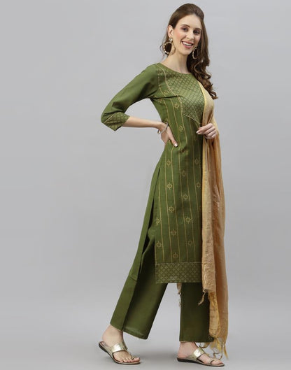 Green Kurti With Pant And Dupatta | Leemboodi