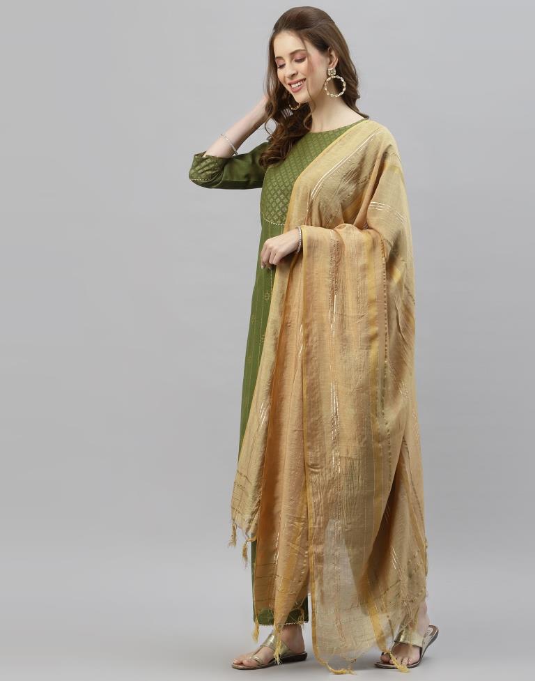 Green Kurti With Pant And Dupatta | Leemboodi