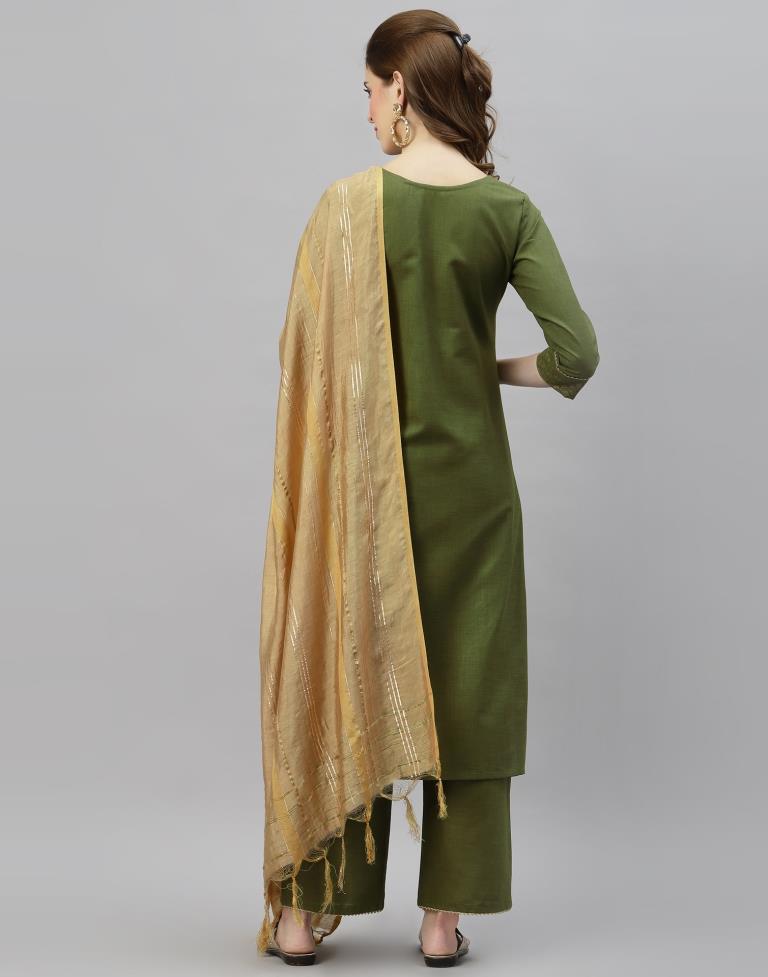 Green Kurti With Pant And Dupatta | Leemboodi