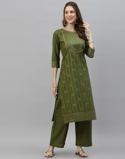 Green Kurti With Pant And Dupatta | Leemboodi