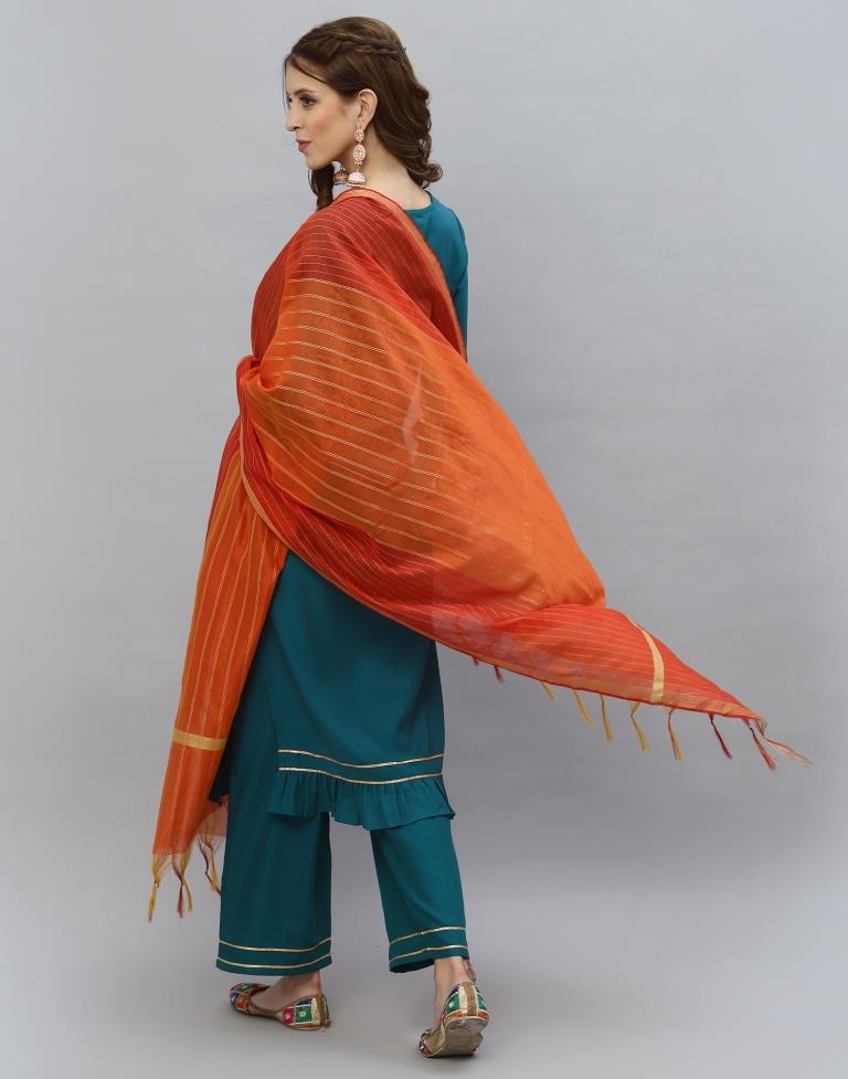 Teal Kurti With Pant And Dupatta | Leemboodi
