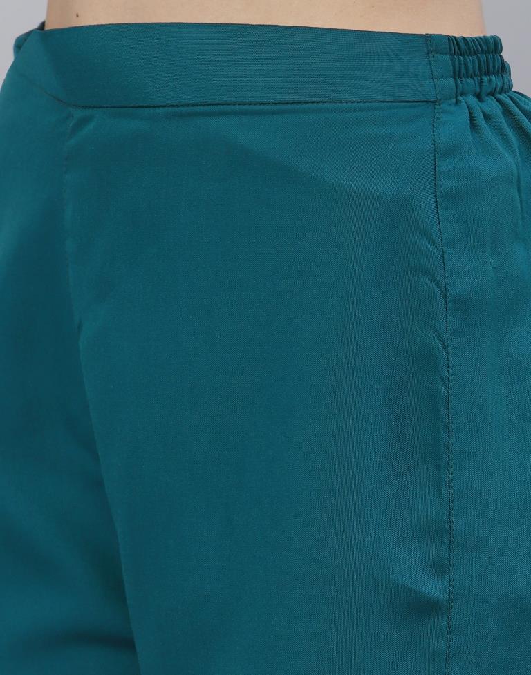 Teal Kurti With Pant And Dupatta | Leemboodi