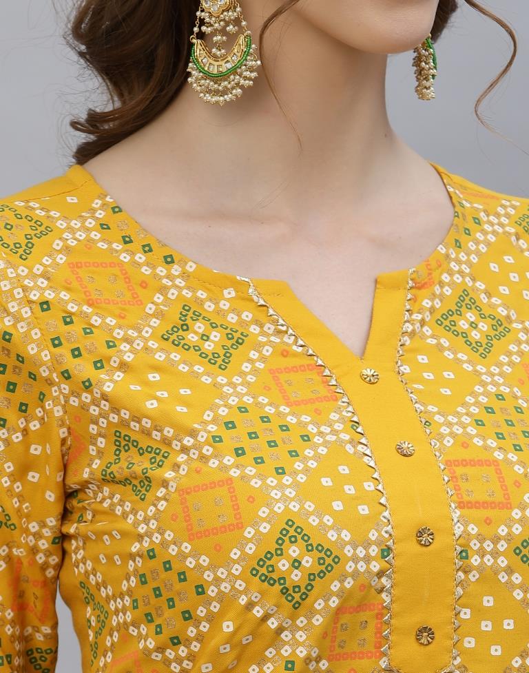 Mustard Kurti With Pant And Dupatta | Leemboodi