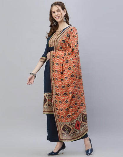 Navy Blue Kurti With Pant And Dupatta | Leemboodi