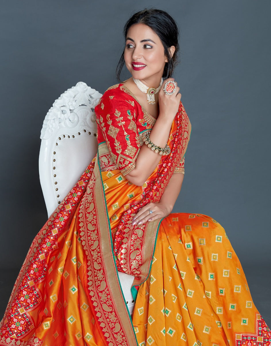 Orange Banarasi Banarasi Silk Saree | Sudathi