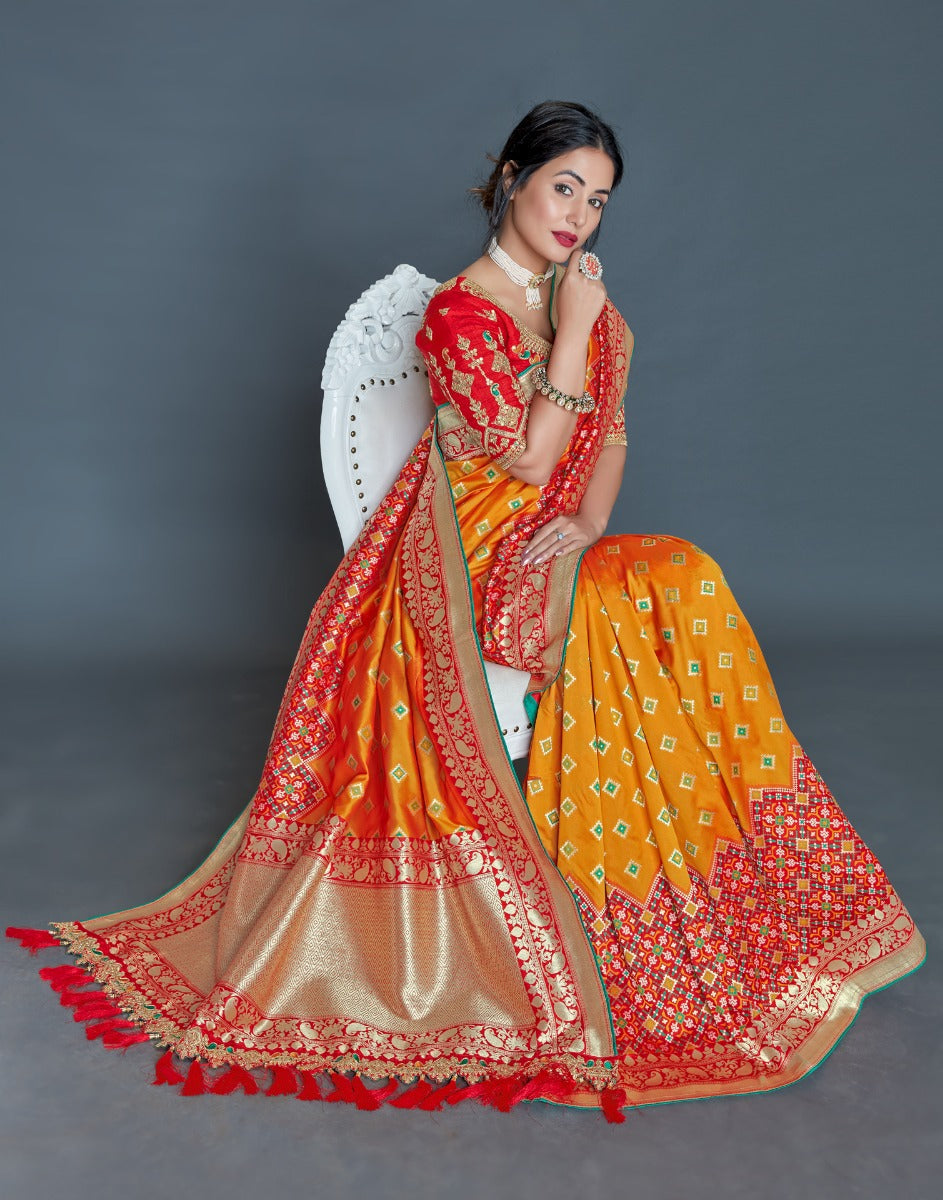 Orange Banarasi Banarasi Silk Saree | Sudathi