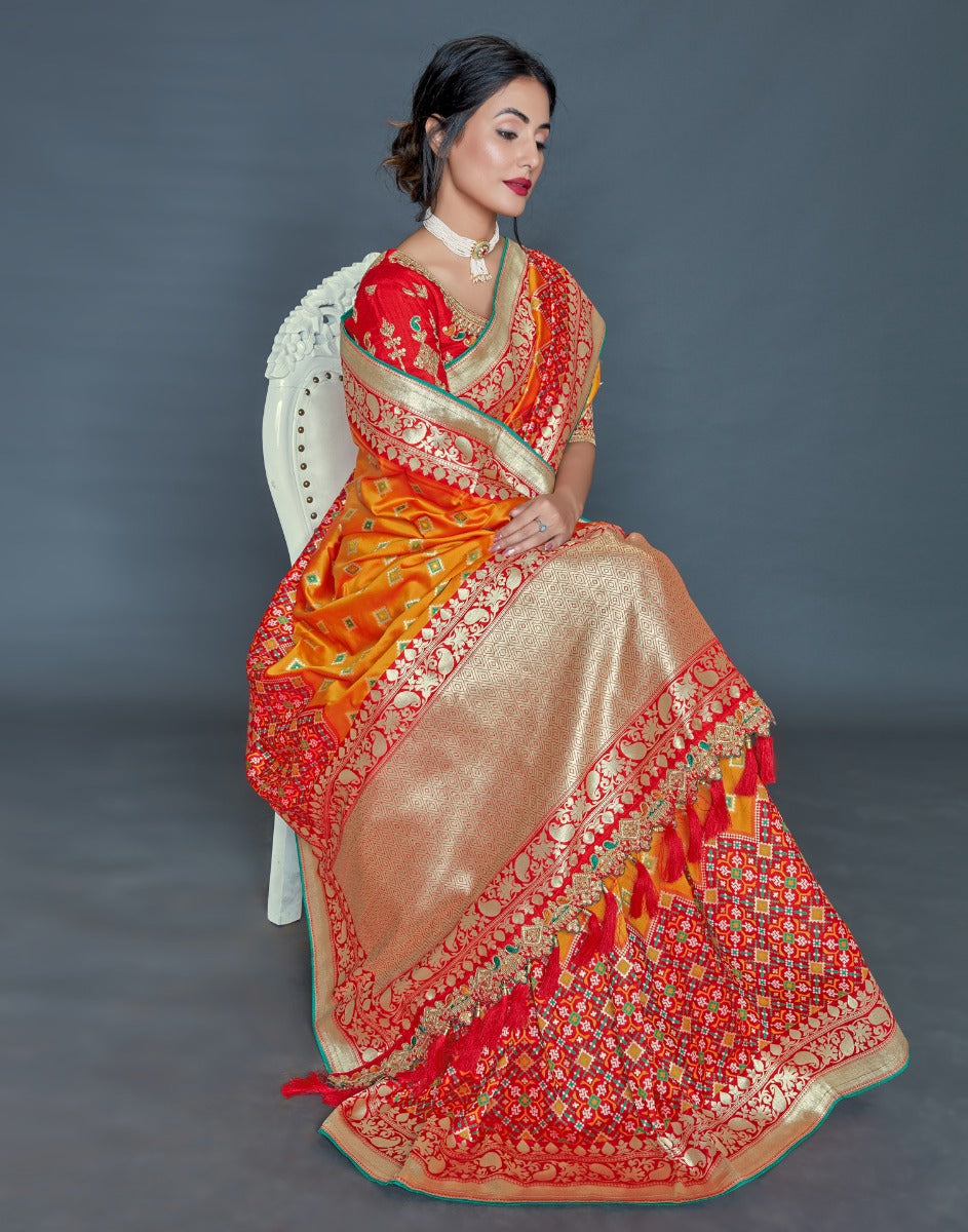 Orange Banarasi Banarasi Silk Saree | Sudathi