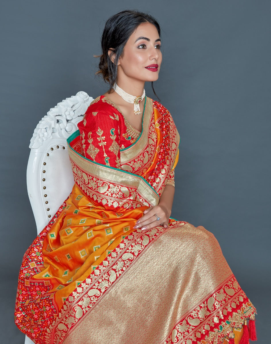 Orange Banarasi Banarasi Silk Saree | Sudathi