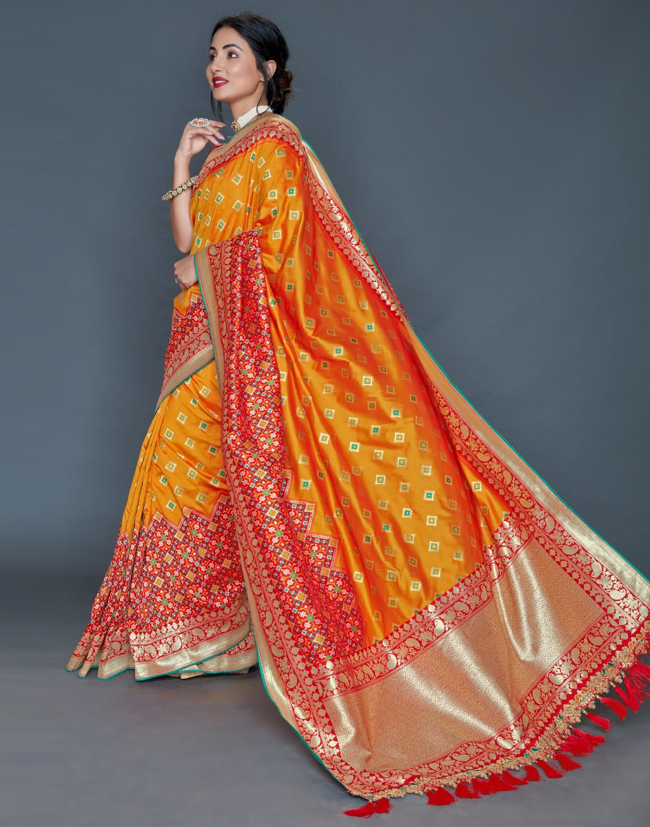 Orange Banarasi Banarasi Silk Saree | Sudathi