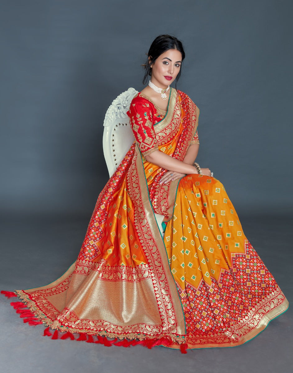 Orange Banarasi Banarasi Silk Saree | Sudathi