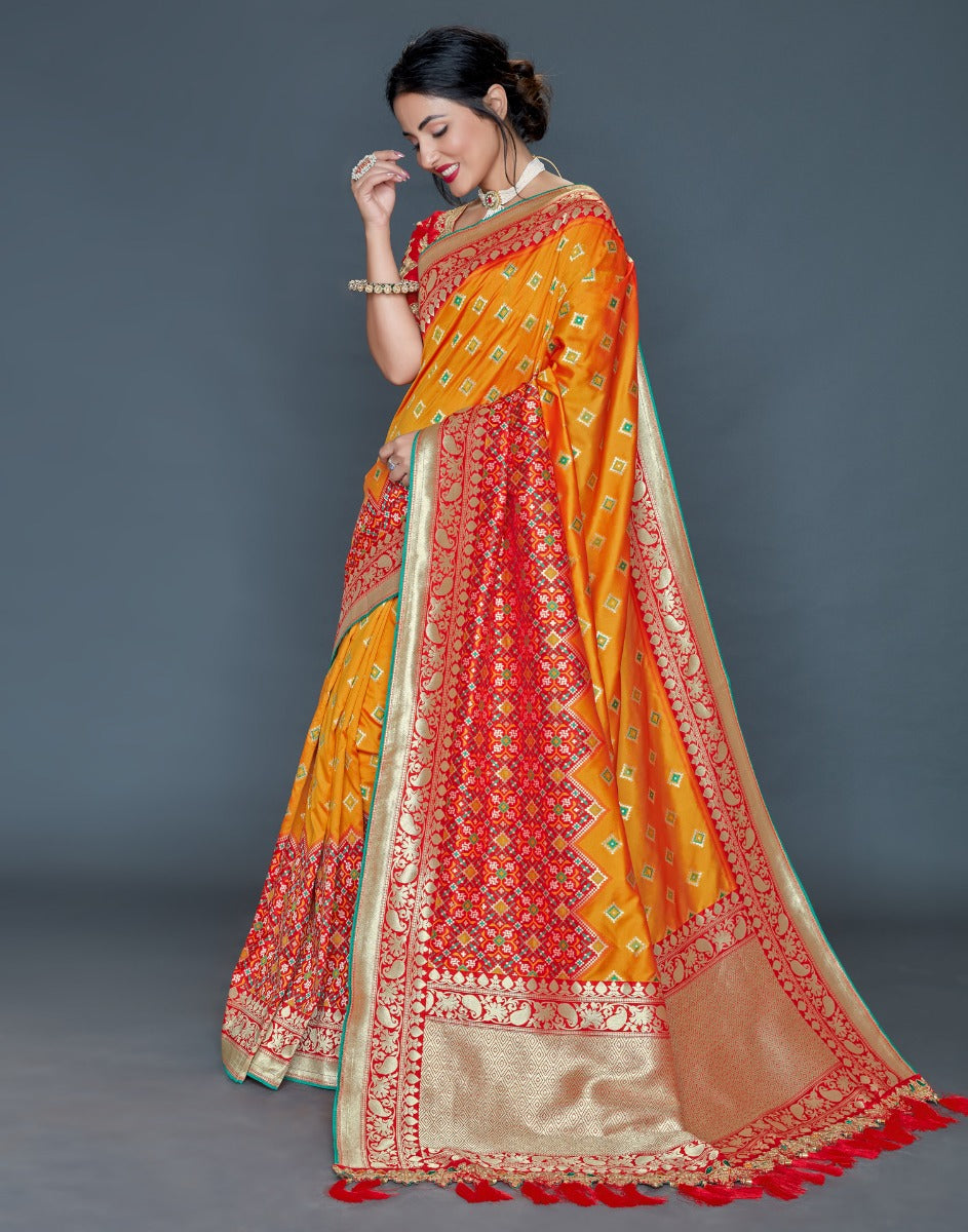 Orange Banarasi Banarasi Silk Saree | Sudathi