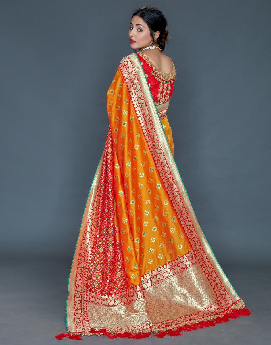 Orange Banarasi Banarasi Silk Saree | Sudathi
