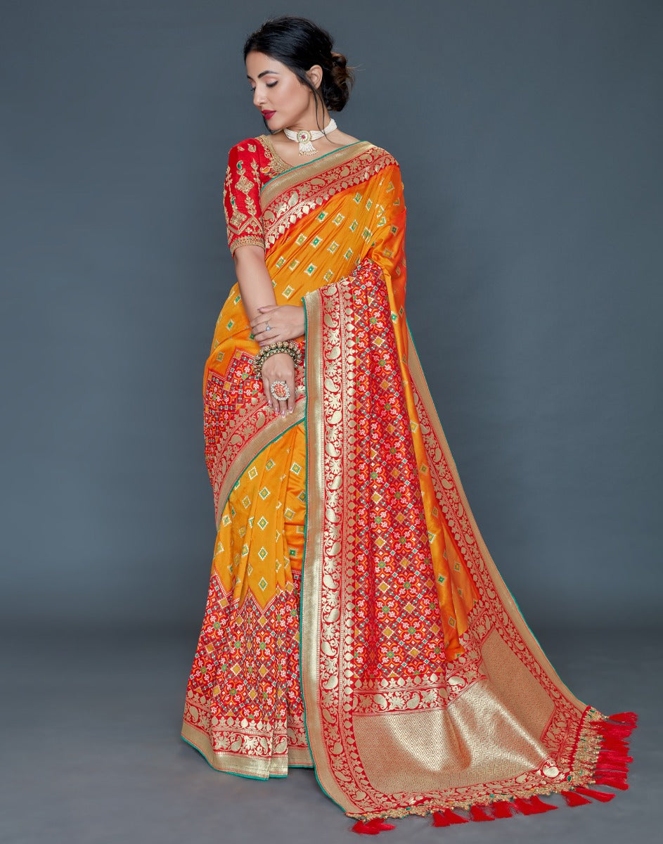 Orange Banarasi Banarasi Silk Saree | Sudathi