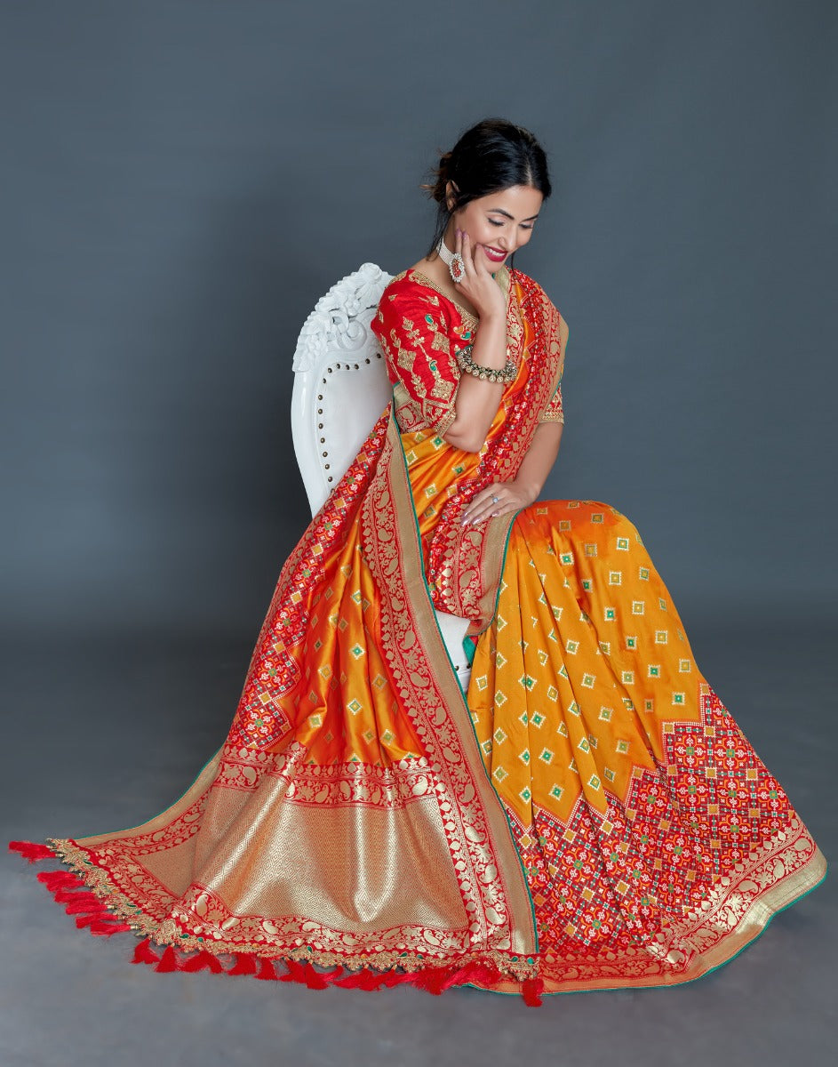 Orange Banarasi Banarasi Silk Saree | Sudathi