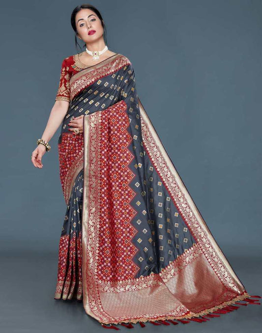 Grey Banarasi Silk saree | Leemboodi