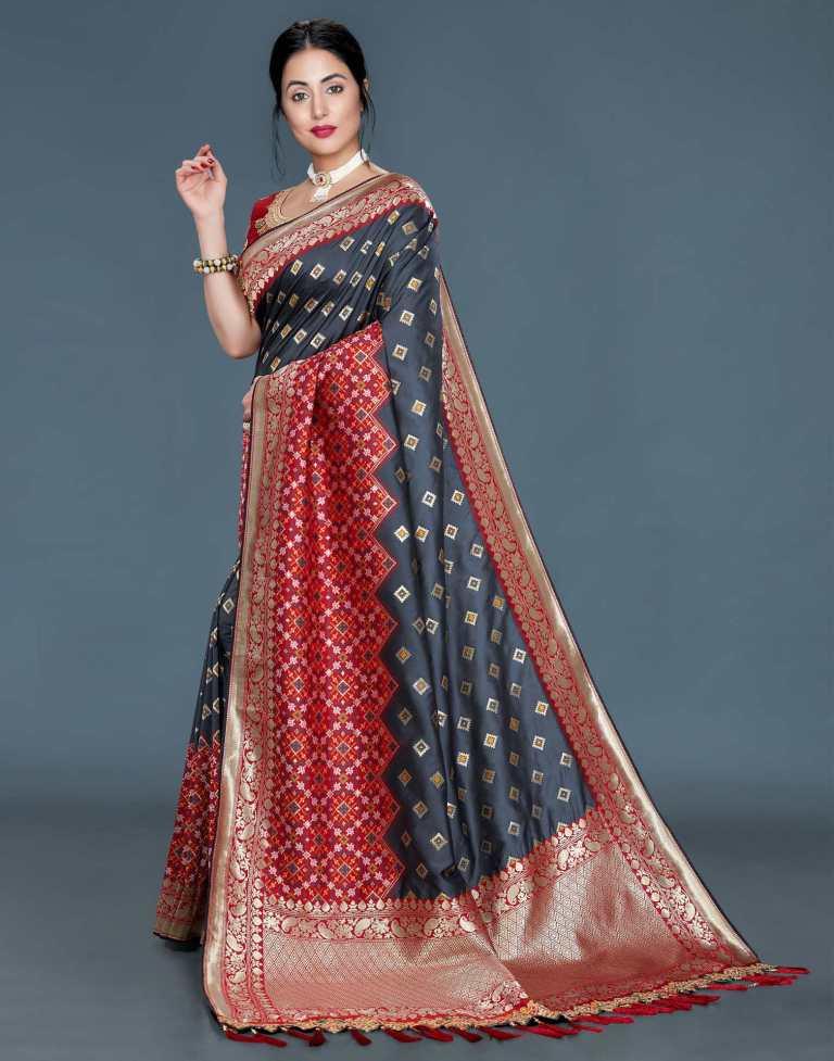Grey Banarasi Silk saree | Leemboodi