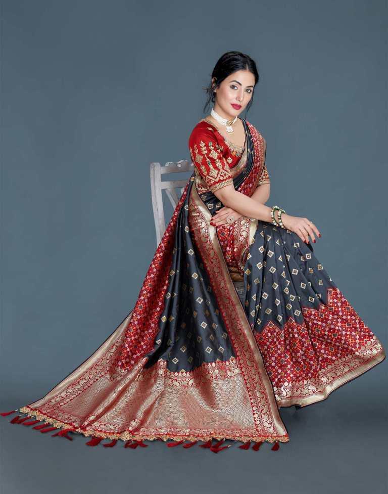 Grey Banarasi Silk saree | Leemboodi