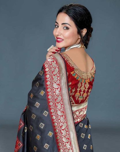 Grey Banarasi Silk saree | Leemboodi