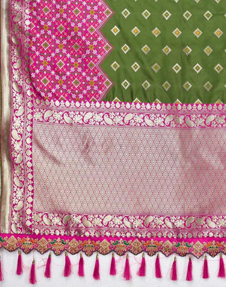 Olive Green Banarasi Silk saree | Leemboodi