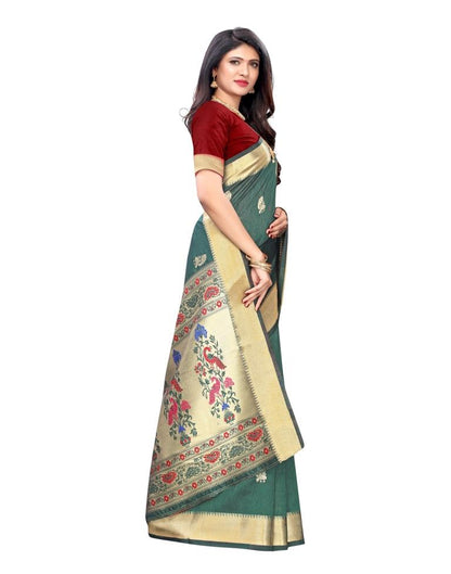 Green Coloured Bhagalpuri Silk Jacquard Partywear saree | Sudathi