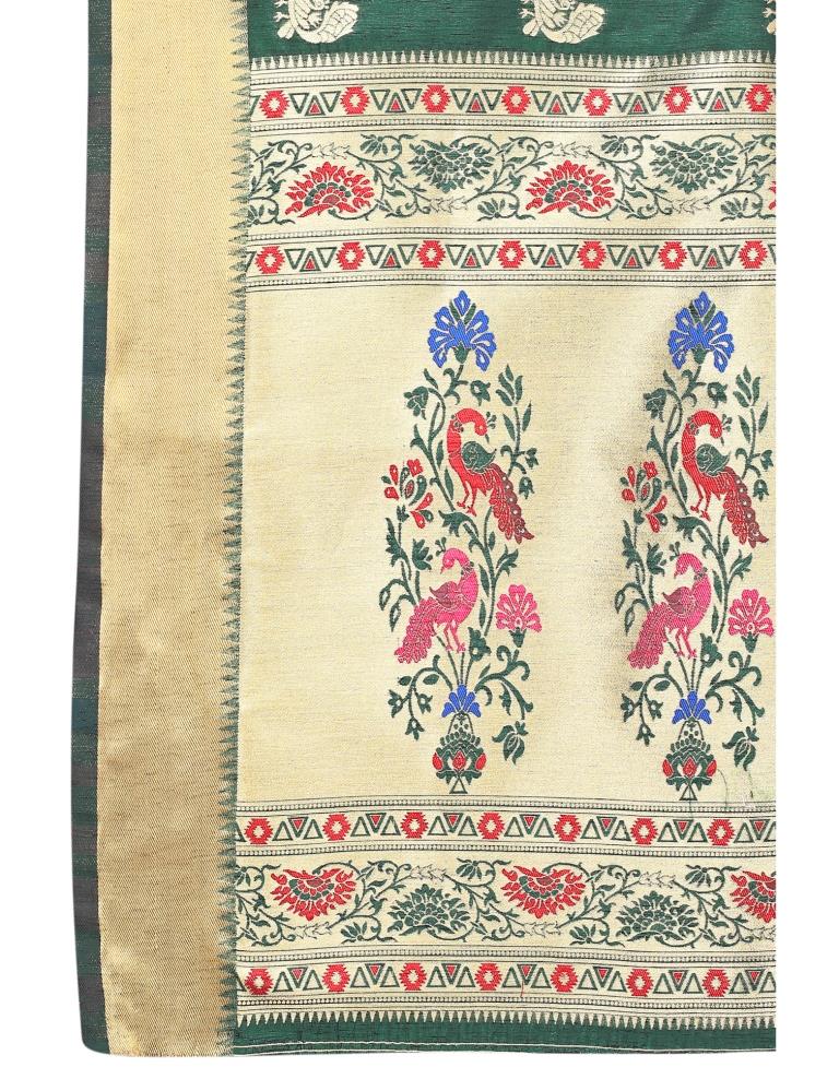 Green Coloured Bhagalpuri Silk Jacquard Partywear saree | Sudathi