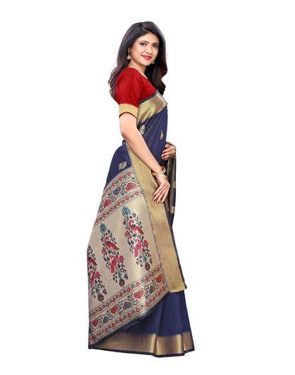 Navy Blue Coloured Bhagalpuri Silk Jacquard Partywear saree | Sudathi