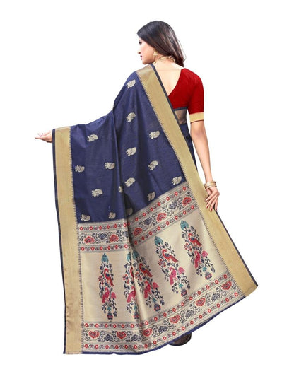 Navy Blue Coloured Bhagalpuri Silk Jacquard Partywear saree | Sudathi