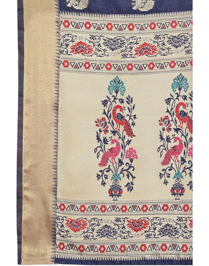 Navy Blue Coloured Bhagalpuri Silk Jacquard Partywear saree | Sudathi