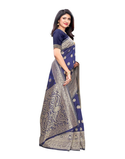 Navy Blue Coloured Poly Silk Jacquard Partywear saree | Leemboodi