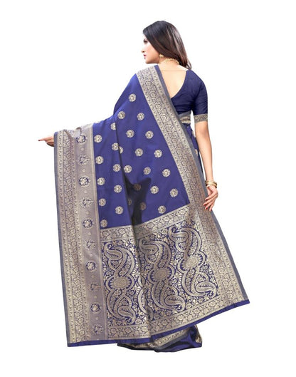 Navy Blue Coloured Poly Silk Jacquard Partywear saree | Leemboodi